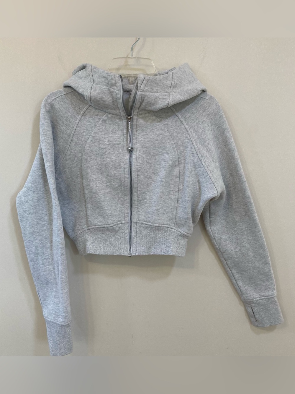Lululemon Scuba Full Zip Cropped Hoodie Womens Sz 6 Core Ultra Light Grey